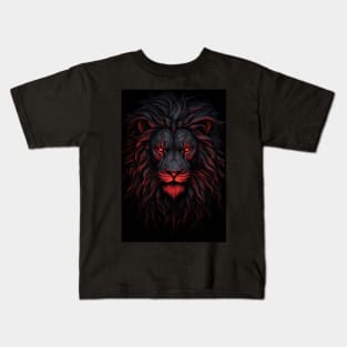 Lion In Red And Black Majestic Animals In Vibrant Colors Kids T-Shirt